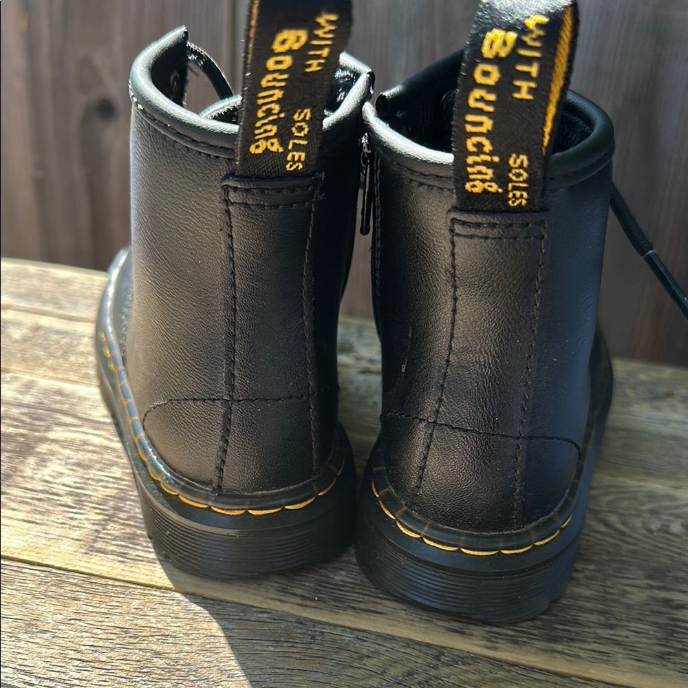 Black Leather Lace-Up Boots - Picture 2 of 3